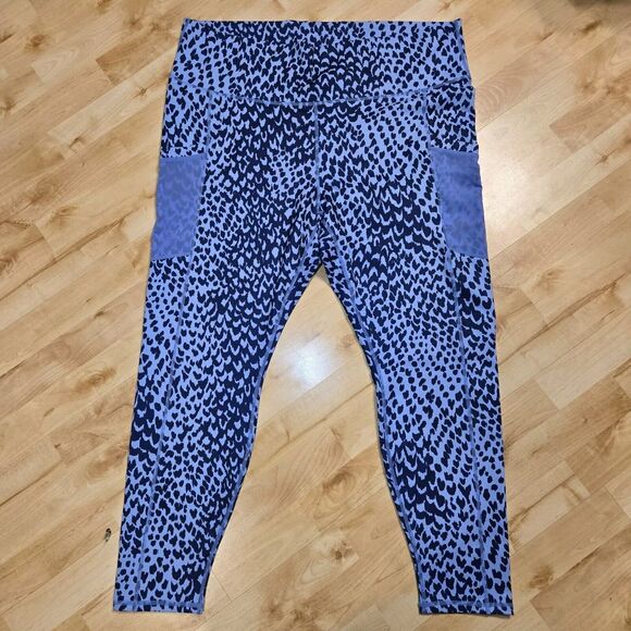 Fabletics Womens Plus Size 3X Blue Leopard Print Stretch Athletic Leggings‎ - Picture 1 of 6
